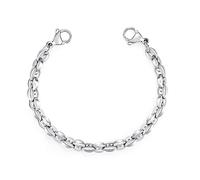 LinnaLove Stainless Steel Interchangeable Medical Alert ID Bracelet Chain for Men & Women, Hypoallergenic Replacement Chain (Tag NOT Included), Sizes 5"/6"/7", 6 Inch, Stainless Steel, no gemstone