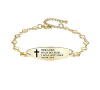 LinnaLove Stylish Religious Bible Verse Scripture Quotes Bracelet for women heart cross bracelets-Faith Christian Gifts, One Size, Stainless Steel, no gemstone