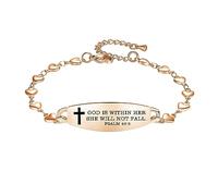 LinnaLove Stylish Religious Bible Verse Scripture Quotes Bracelet for women heart cross bracelets-Faith Christian Gifts, One Size, Stainless Steel, no gemstone