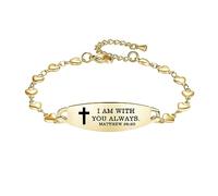 LinnaLove Stylish Religious Bible Verse Scripture Quotes Bracelet for women heart cross bracelets-Faith Christian Gifts, One Size, Stainless Steel, no gemstone