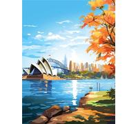 Linncen DIY Paint by Numbers for Adults, Unisex, 12x16in Landscape on Canvas, 24 Colors Acrylic Kit, Not Foldable