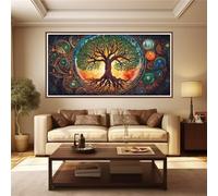 Linncen Large Diamond Painting Kits for Adults, Gem Tree DIY Full Square Drill Large Size Crystal Arts and Crafts, Landscape Diamond Art Painting Kits for Home Wall Decor Gifts 16x32in