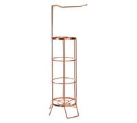 Rose Gold Free Standing Bathroom Toilet Roll Holder Stand Rack Holds Extra Rolls