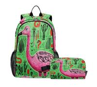 LINNIKEEEE Abstract Doodle Cute Ostriches Student Backpack & Lunch Bag Set - Durable Lightweight School Bag for Boys Girls