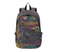 LINNIKEEEE Abstract Rainbow Horse Swirling Lightweight Casual Travel Backpack Spacious Laptop Daypack with Padded Shoulder Straps for Boys Women