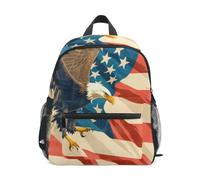 LINNIKEEEE American Flag Freedom Eagle Proud Toddler Backpack Bookbag Mini Shoulder Bag for Travel 1-6 Years Kids with Chest Strap Clip Whistle