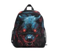 LINNIKEEEE Angry Black Wolf Toddler Backpack Bookbag Mini Shoulder Bag for Travel 1-6 Years Kids with Chest Strap Clip Whistle