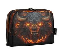 LINNIKEEEE Angry Fired Bison Pencil Cases Pouch Student Pen Bags for School Girls Boys