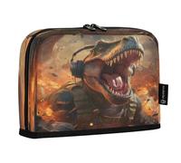 LINNIKEEEE Angry Fired Dinosaur Pencil Cases Pouch Student Pen Bags for School Girls Boys