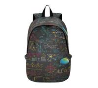 LINNIKEEEE Black Colorful Math Science Lightweight Casual Travel Backpack Spacious Laptop Daypack with Padded Shoulder Straps for Boys Women