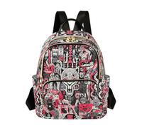 LINNIKEEEE Black Red Castles Hearts Cats Backpack Bookbag Mini Shoulder Bag for Travel Teen
