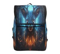 LINNIKEEEE Blue Deer Flames Fire Glowing Bookbag Student Backpack Large Capacity Bag for Youth Girls Boys