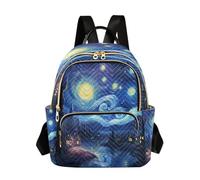 LINNIKEEEE Blue Watercolor Moonlight Backpack Bookbag Mini Shoulder Bag for Travel Teen