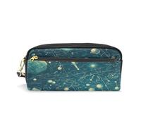 LINNIKEEEE Cartoon Abstract Math Formulas Leather Pencil Case Durable Pen Pouch Makeup Bag Organizer Ideal Boys Girls