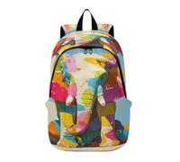 LINNIKEEEE Cartoon Colorful Elephant Lightweight Casual Travel Backpack Spacious Laptop Daypack with Padded Shoulder Straps for Boys Women