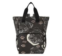 LINNIKEEEE Cartoon Pug Faces Diaper Bag Travel Backpack Large Capacity Tote Mom Bags for Dad Women Girls
