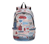LINNIKEEEE City London Doodles Lightweight Casual Travel Backpack Spacious Laptop Daypack with Padded Shoulder Straps for Boys Women