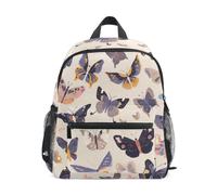 LINNIKEEEE Colorful Butterflies Flying Beautiful Toddler Backpack Bookbag Mini Shoulder Bag for Travel 1-6 Years Kids with Chest Strap Clip Whistle