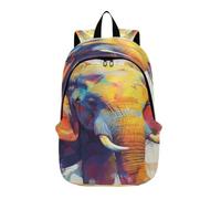 LINNIKEEEE Colorful Elephant Vibrant Artistic Lightweight Casual Travel Backpack Spacious Laptop Daypack with Padded Shoulder Straps for Boys Women