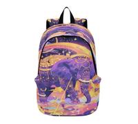 LINNIKEEEE Colorful Elephant Vibrant Magical Lightweight Casual Travel Backpack Spacious Laptop Daypack with Padded Shoulder Straps for Boys Women