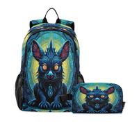 LINNIKEEEE Cool Cartoon Tasmanian Student Backpack & Lunch Bag Set - Durable Lightweight School Bag for Boys Girls