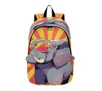 LINNIKEEEE Cool Elephant Red Rays Colorful Lightweight Casual Travel Backpack Spacious Laptop Daypack with Padded Shoulder Straps for Boys Women
