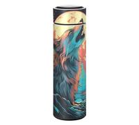 LINNIKEEEE Cool Fox Howling Water Bottle Stainless Steel Insulated Vacuum Flask Leak Proof Thermos for Boys Girls