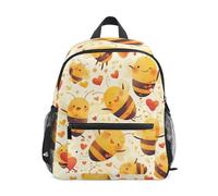 LINNIKEEEE Cute Bees Heart Toddler Backpack Bookbag Mini Shoulder Bag for Travel 1-6 Years Kids with Chest Strap Clip Whistle