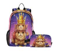 LINNIKEEEE Cute Doodle Animal Rabbit Student Backpack & Lunch Bag Set - Durable Lightweight School Bag for Boys Girls