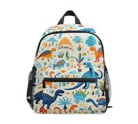 LINNIKEEEE Cute Doodle Dinosaur Toddler Backpack Bookbag Mini Shoulder Bag for Travel 1-6 Years Kids with Chest Strap Clip Whistle