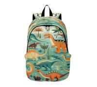LINNIKEEEE Cute Doodle Green Dinosaur Lightweight Casual Travel Backpack Spacious Laptop Daypack with Padded Shoulder Straps for Boys Women