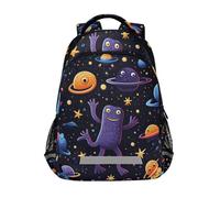 LINNIKEEEE Cute Doodle Little Monster Bookbag School Backpack for Students Spacious School Bag Durable for Boys Girls