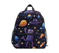 LINNIKEEEE Cute Doodle Little Monster Toddler Backpack Bookbag Mini Shoulder Bag for Travel 1-6 Years Kids with Chest Strap Clip Whistle