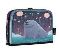 LINNIKEEEE Cute Funny Cartoon Walrus Pencil Cases Pouch Student Pen Bags for School Girls Boys