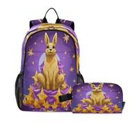LINNIKEEEE Doodle Art Kangaroo Student Backpack & Lunch Bag Set-Durable Lightweight School Bag for Boys Girls
