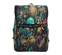 LINNIKEEEE Elegant Birds Flowers Golden Bookbag Student Backpack Large Capacity Bag for Youth Girls Boys