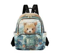 LINNIKEEEE Fancy Watercolor Cute Bear Backpack Bookbag Mini Shoulder Bag for Travel Teen