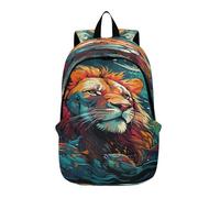 LINNIKEEEE Fancy Watercolor Lions Lightweight Casual Travel Backpack Spacious Laptop Daypack with Padded Shoulder Straps for Boys Women