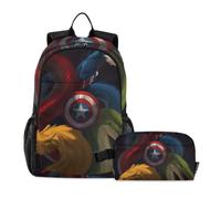 LINNIKEEEE Fierce Red Dragon Yellow Horse Student Backpack & Lunch Bag Set-Durable Lightweight School Bag for Boys Girls
