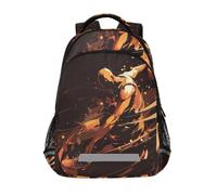 LINNIKEEEE Fiery Basketball Orange Player Bookbag School Backpack for Students Spacious School Bag Durable for Boys Girls