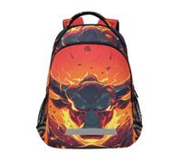LINNIKEEEE Fiery Bull Glowing Fierce Powerful Bookbag School Backpack for Students Spacious School Bag Durable for Boys Girls