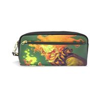 LINNIKEEEE Fiery Flame Mysterious Leather Pencil Case Durable Pen Pouch Makeup Bag Organizer Ideal Boys Girls