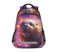 LINNIKEEEE Fiery Otter Purple Flames Angry Bookbag School Backpack for Students Spacious School Bag Durable for Boys Girls