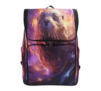 LINNIKEEEE Fiery Otter Purple Flames Angry Bookbag Student Backpack Large Capacity Bag for Youth Girls Boys