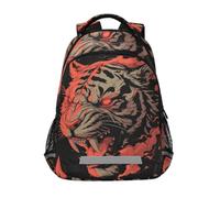 LINNIKEEEE Fiery Tiger Red Flames Fierce Bookbag School Backpack for Students Spacious School Bag Durable for Boys Girls