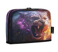 LINNIKEEEE Fired Angry Cheetah Pencil Cases Pouch Student Pen Bags for School Girls Boys
