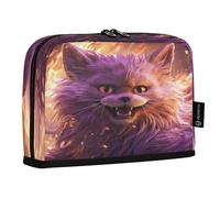 LINNIKEEEE Fired Angry Fox Pencil Cases Pouch Student Pen Bags for School Girls Boys