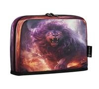 LINNIKEEEE Fired Angry Lion Pencil Cases Pouch Student Pen Bags for School Girls Boys