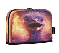 LINNIKEEEE Fired Angry Ostrich Pencil Cases Pouch Student Pen Bags for School Girls Boys