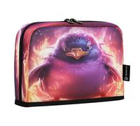 LINNIKEEEE Fired Angry Penguin Pencil Cases Pouch Student Pen Bags for School Girls Boys